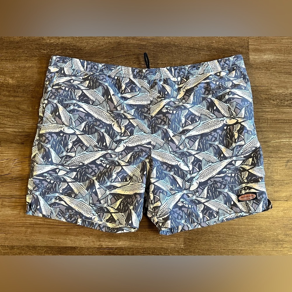 Vineyard Vines Fish Swim Trunks Size XXL Board‎ Shorts Blue All Over Print C29